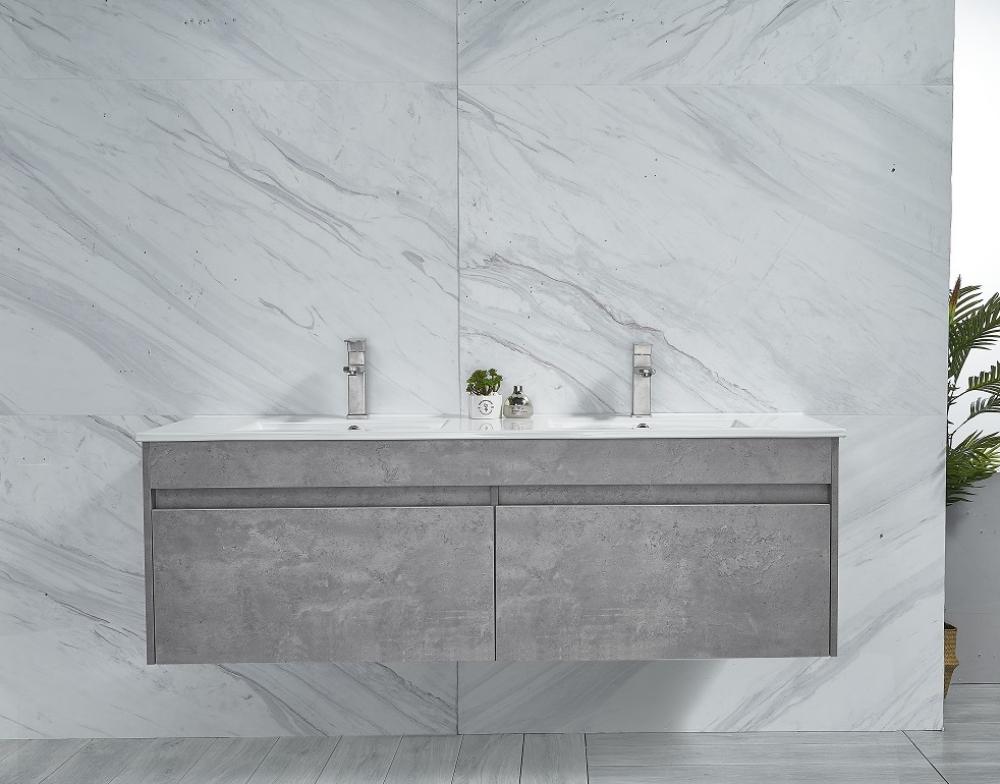 Concrete Grey Wall Hung 1500mm Vanity with Double Basins